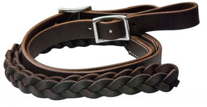 PFR5645 One piece leather braided middle roping rein with buckles