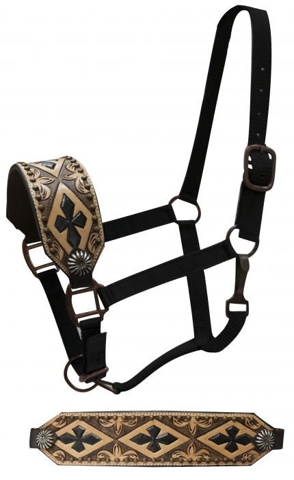 PFR7520 Showman ® FULL SIZE Leather bronc halter with cross design