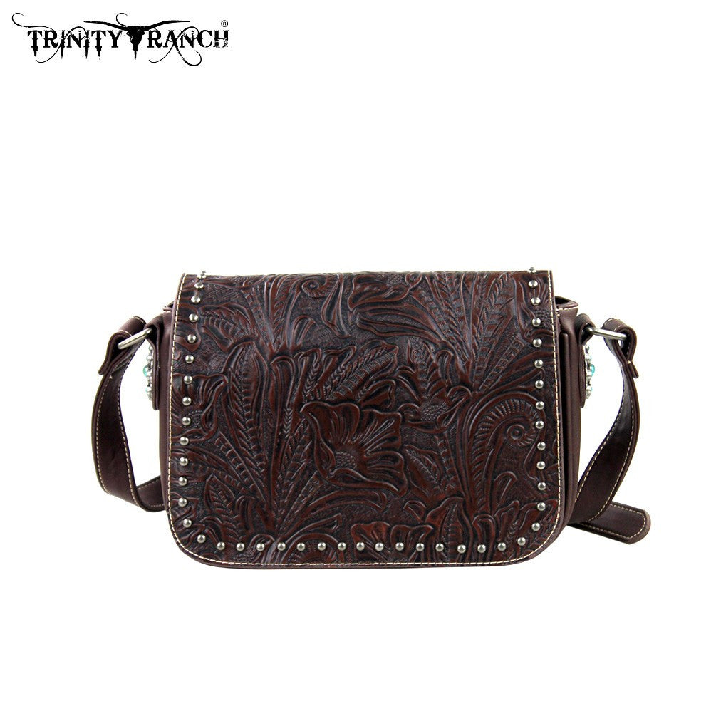 PFRTR22-L8287 Montana West Trinity Ranch Tooled Design Collection Handbag Coffee